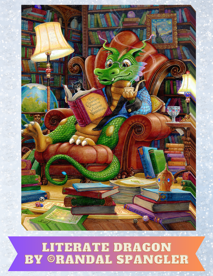 "Literate Dragon" By ©Randal Spangler Decorative Diamond Painting Release Papers
