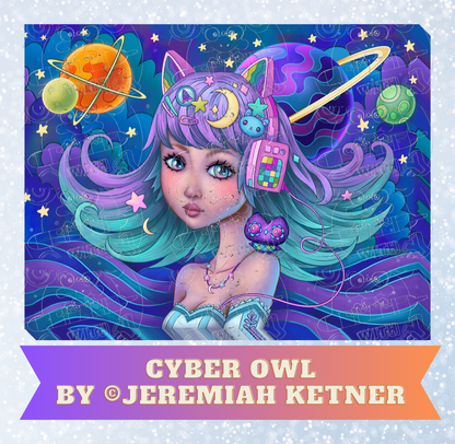 "Cyber Owl" by ©Jeremiah Ketner Decorative Diamond Painting Release Papers