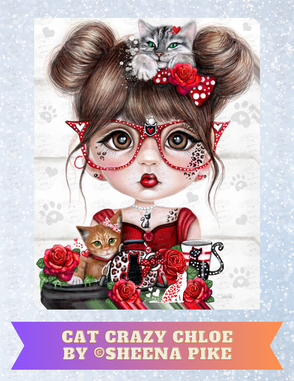 "Cat Crazy Chloe" by ©Sheena Pike Decorative Diamond Painting Release Papers
