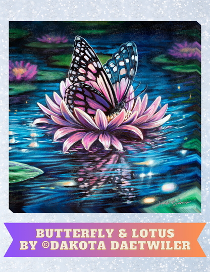 "Butterfly & Lotus" by ©Dakota Daetwiler Decorative Diamond Painting Release Papers