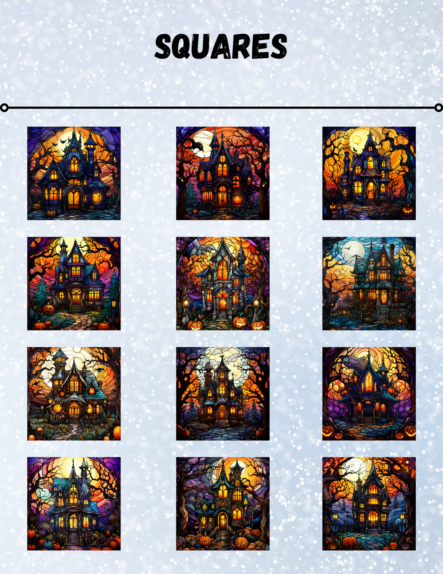 "Stained Glass Haunted Houses" Decorative Diamond Painting Release Papers