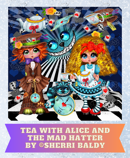 "Tea with Alice and the Mad Hatter" by ©Sherri Baldy Decorative Diamond Painting Release Papers