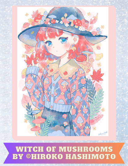 "Witch of Mushrooms" by ©Hiroko Hashimoto Decorative Diamond Painting Release Papers