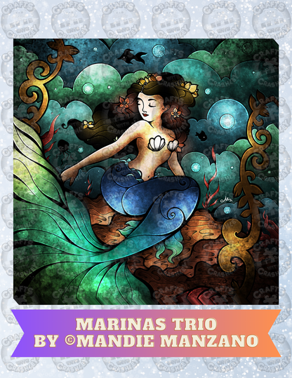 "Marinas Trio" by ©Mandie Manzano Decorative Diamond Painting Release Papers