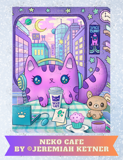 "Neko Cafe" by ©Jeremiah Ketner Decorative Diamond Painting Release Papers