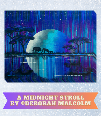 "A Midnight Stroll" by ©Deborah Malcolm Decorative Diamond Painting Release Papers