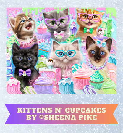 "Kittens n' Cupcakes" by ©Sheena Pike Decorative Diamond Painting Release Papers
