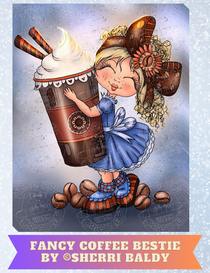 "Fancy Coffee Bestie" by ©Sherri Baldy Decorative Diamond Painting Release Papers