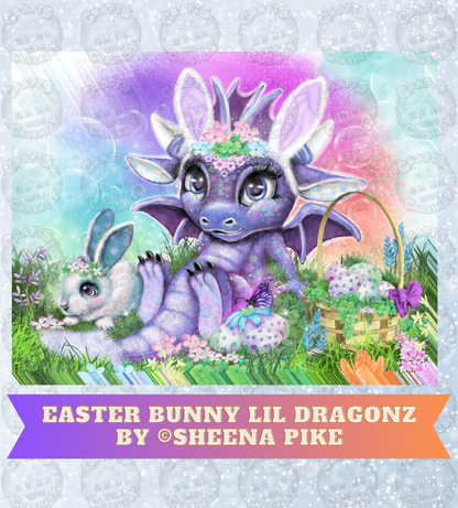 "Easter Bunny Lil Dragonz" by ©Sheena Pike Decorative Diamond Painting Release Papers