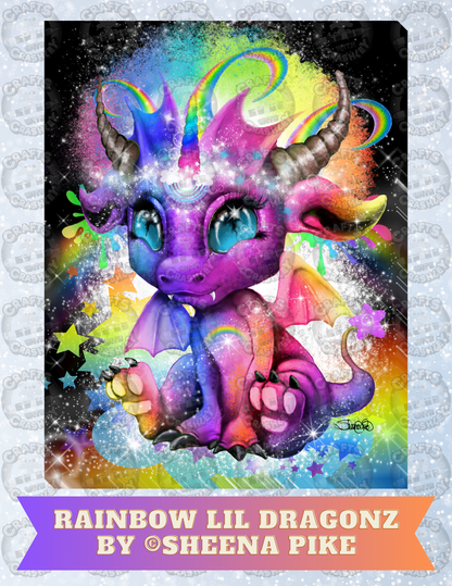 "Rainbow Lil Dragonz" by ©Sheena Pike Decorative Diamond Painting Release Papers