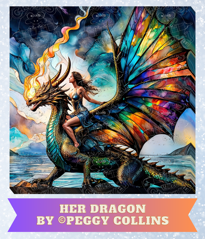 "Her Dragon" by ©Peggy Collins Decorative Diamond Painting Release Papers