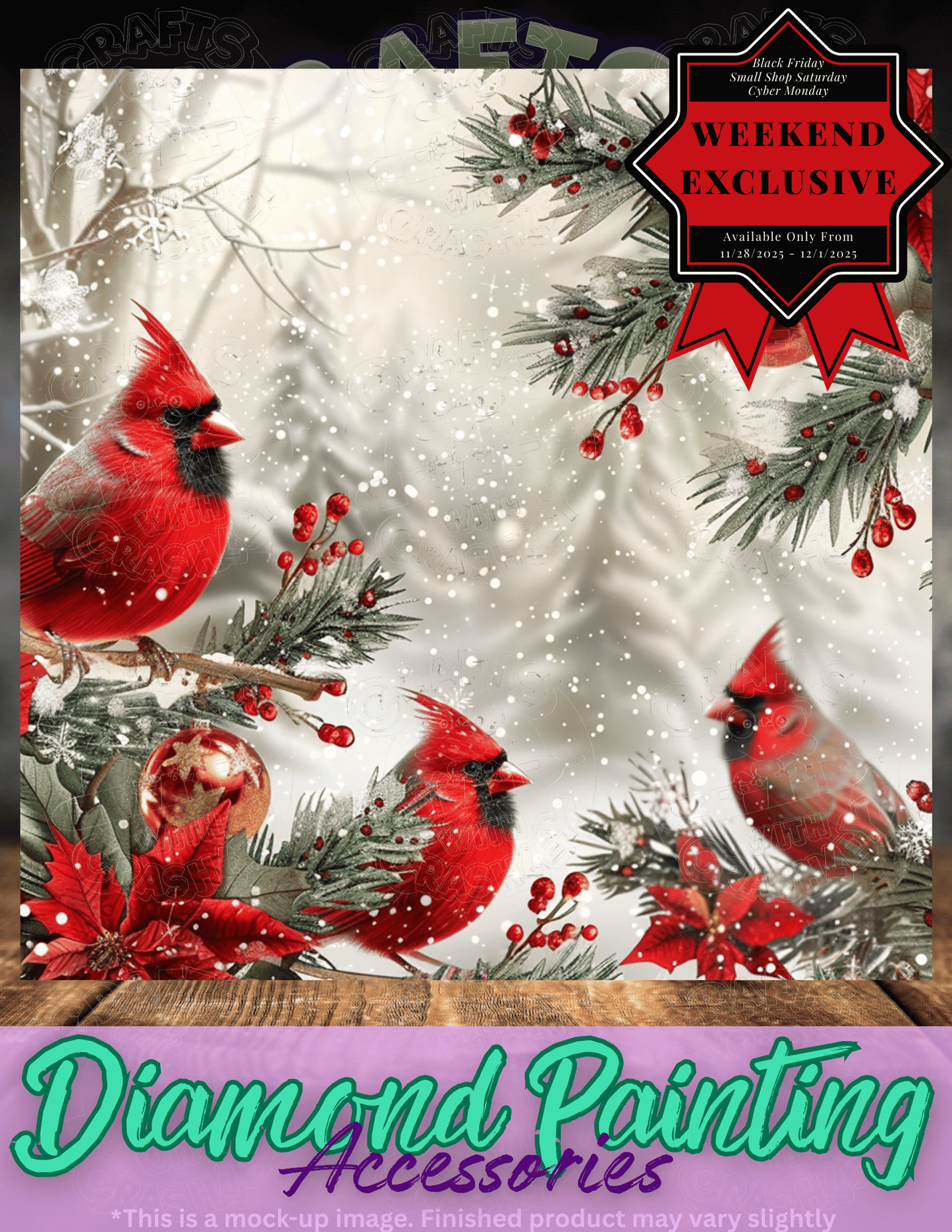 "Winter Cardinal Wishes" Premium Accessories for Diamond Painting