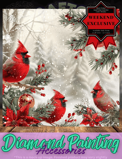"Winter Cardinal Wishes" Premium Accessories for Diamond Painting