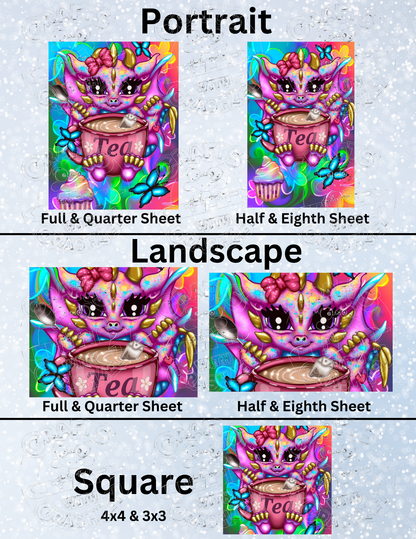 "Tea Time Dragons" by Emma Casey Decorative Diamond Painting Release Papers