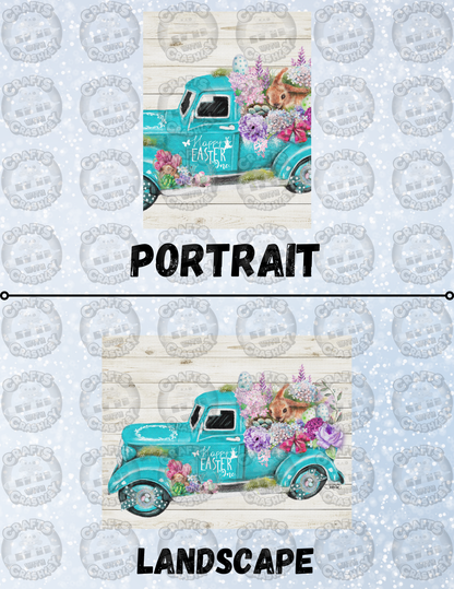 "Happy Easter Inc. Old Truck" by ©Sheena Pike Decorative Diamond Painting Release Papers