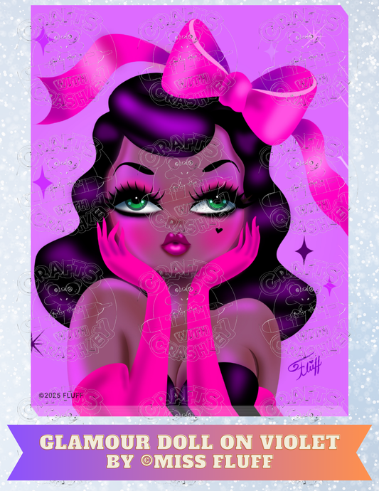 "Glamour Doll on Violet" by ©Miss Fluff Premium Decorative Release Papers for Diamond Painting