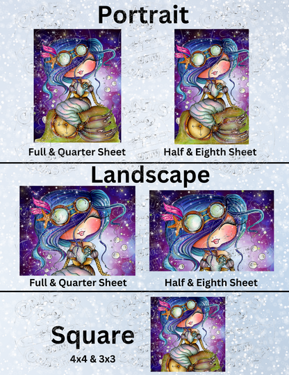 "SteamPunk Purple Seas Mermaid" by ©Sherri Baldy Decorative Diamond Painting Release Papers