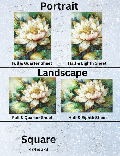 "White Lotus" by ©Peggy Collins Decorative Diamond Painting Release Papers