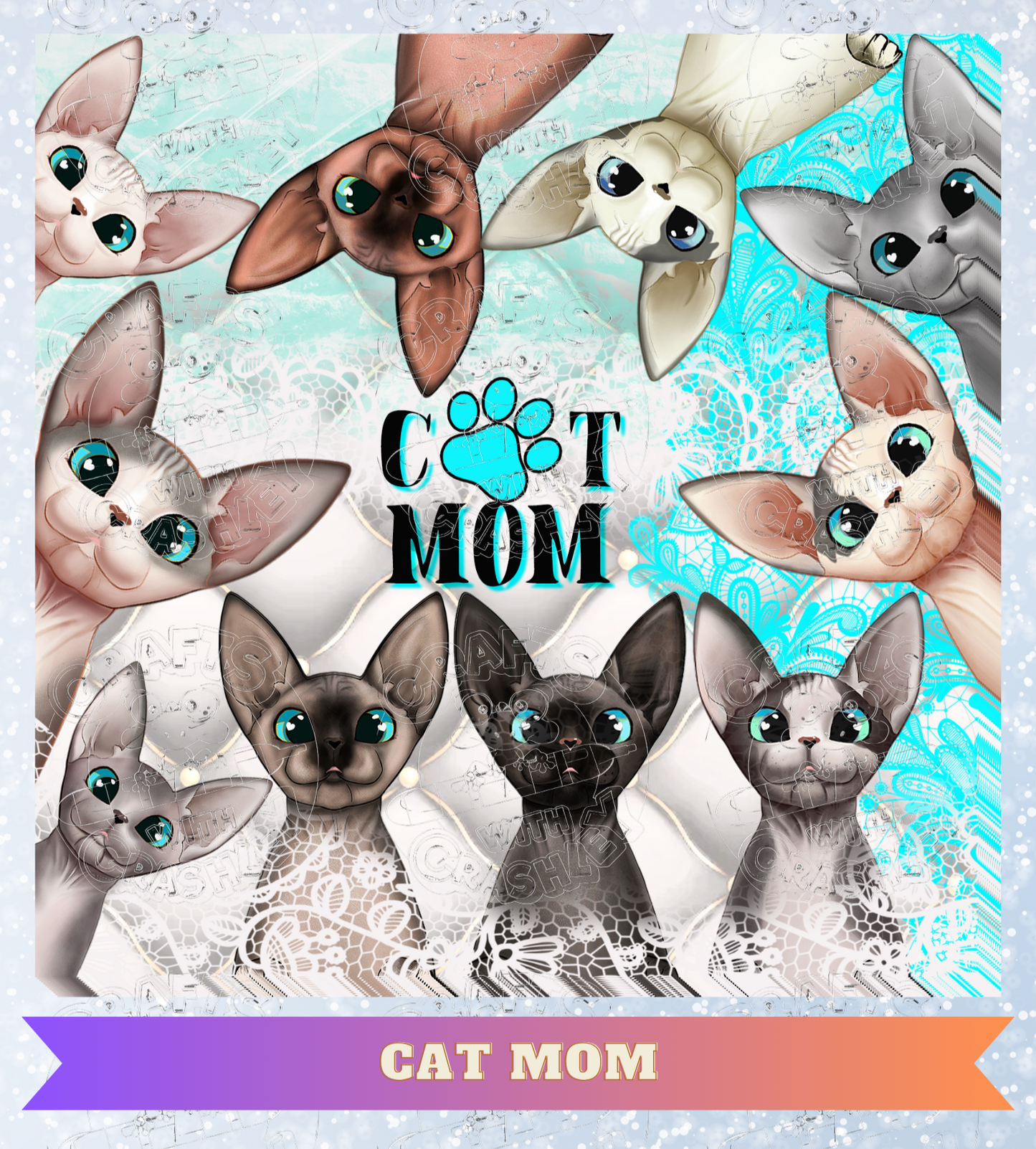 "Cat Mom" Premium Decorative Release Papers for Diamond Painting