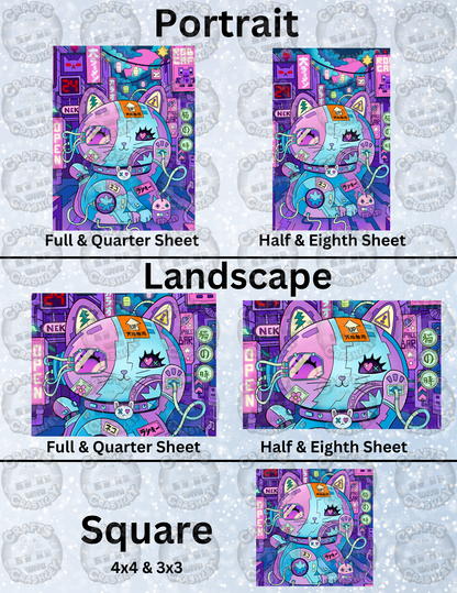 "Lucky Cat Cyber Punk" by ©Jeremiah Ketner Decorative Diamond Painting Release Papers