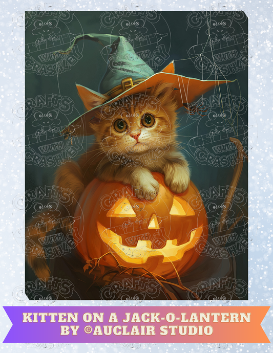 "Kitten on a Jack-O-Lantern" by ©Auclair Studio Premium Decorative Release Papers for Diamond Painting