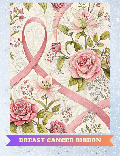 "Breast Cancer Ribbon" Premium Decorative Release Papers for Diamond Painting