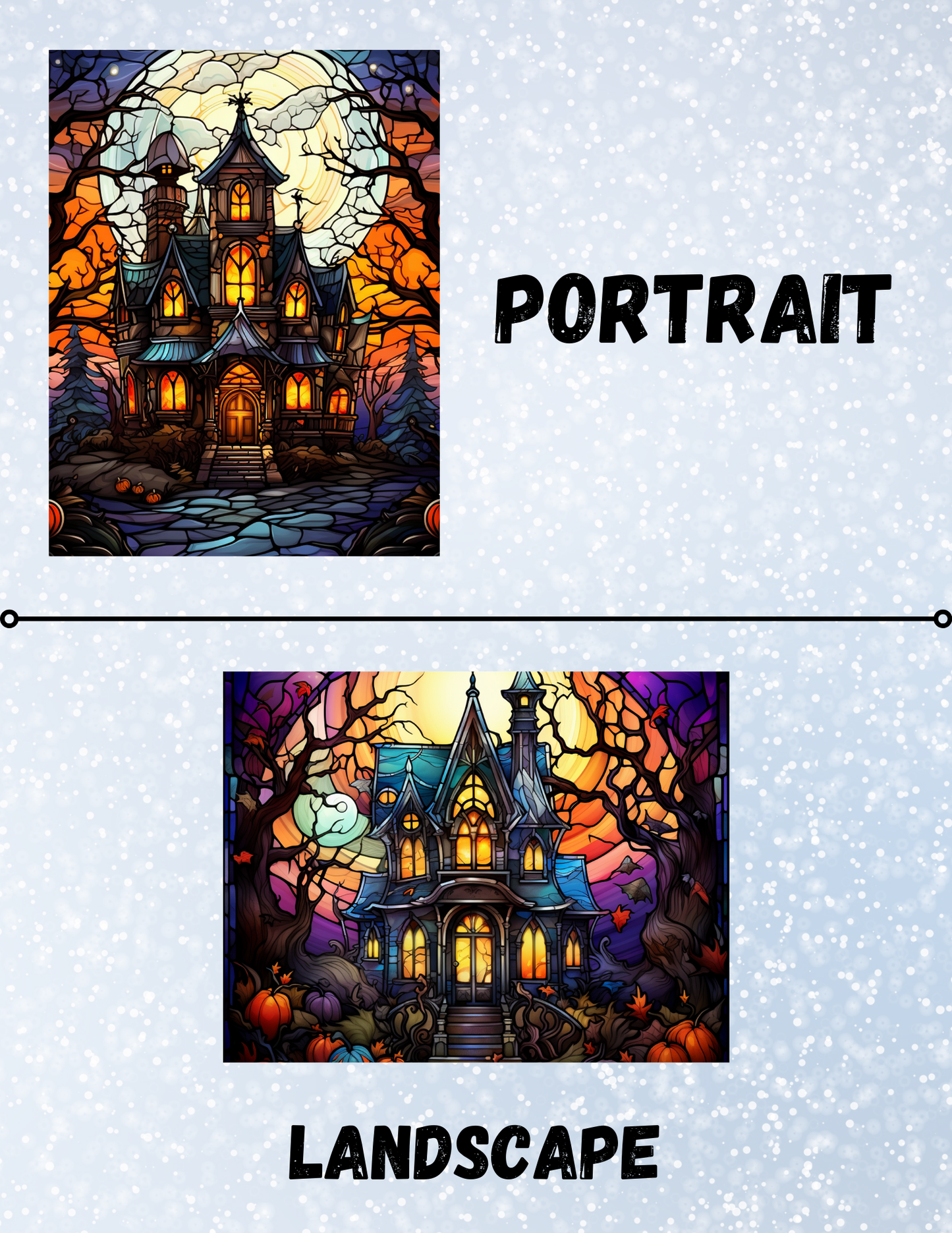 "Stained Glass Haunted Houses" Decorative Diamond Painting Release Papers