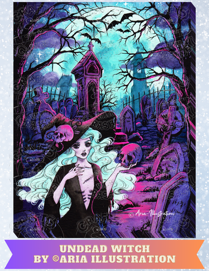 "Undead Witch" by ©Aria Illustration Premium Decorative Release Papers for Diamond Painting