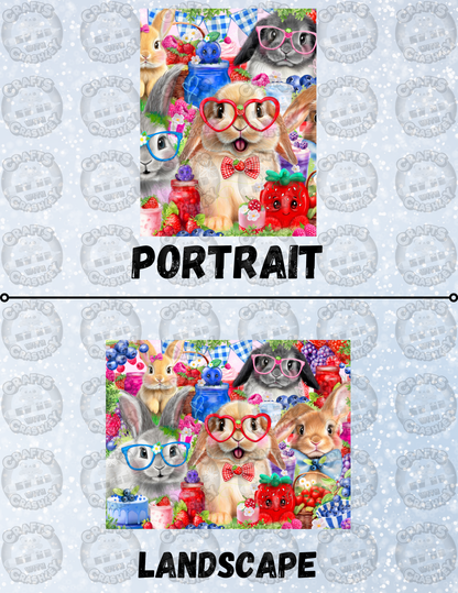 "Bunnies N Berries" by ©Sheena Pike Decorative Diamond Painting Release Papers