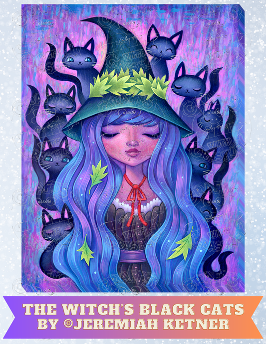 "The Witch's Black Cats" by ©Jeremiah Ketner Premium Decorative Release Papers for Diamond Painting