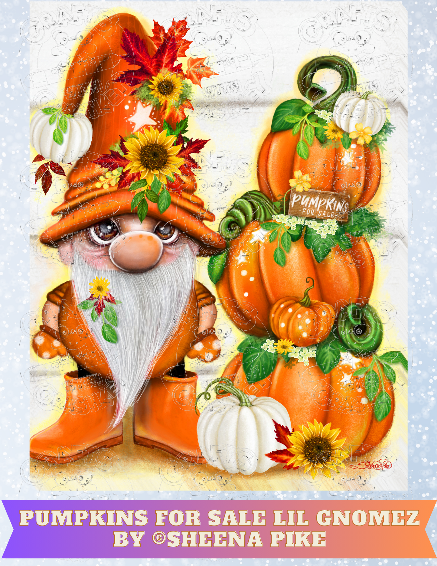 "Pumpkins for Sale Lil Gnomez" by ©Sheena Pike Premium Decorative Release Papers for Diamond Painting
