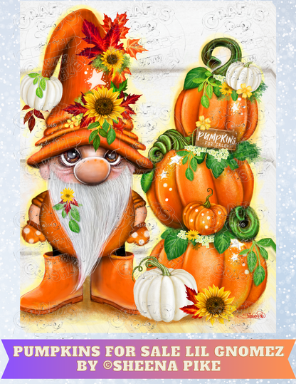 "Pumpkins for Sale Lil Gnomez" by ©Sheena Pike Premium Decorative Release Papers for Diamond Painting