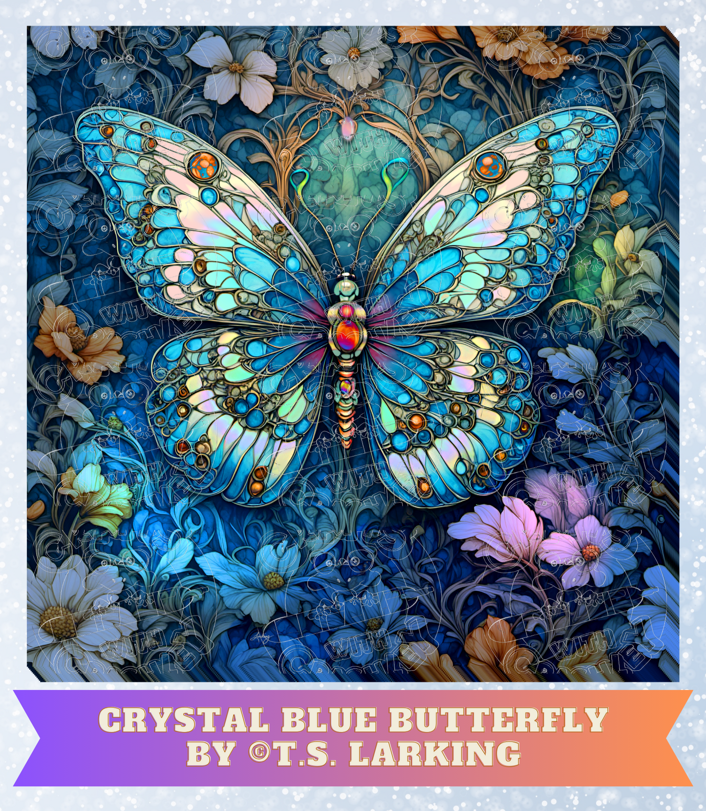 "Crystal Blue Butterfly" by ©T.S. Larking Premium Decorative Release Papers for Diamond Painting