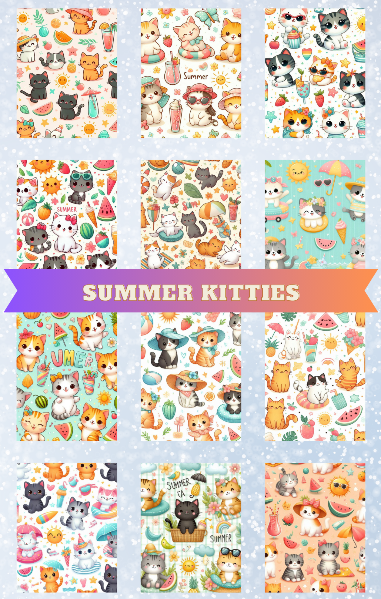 "Summer Kitties" Premium Diamond Painting Release Papers