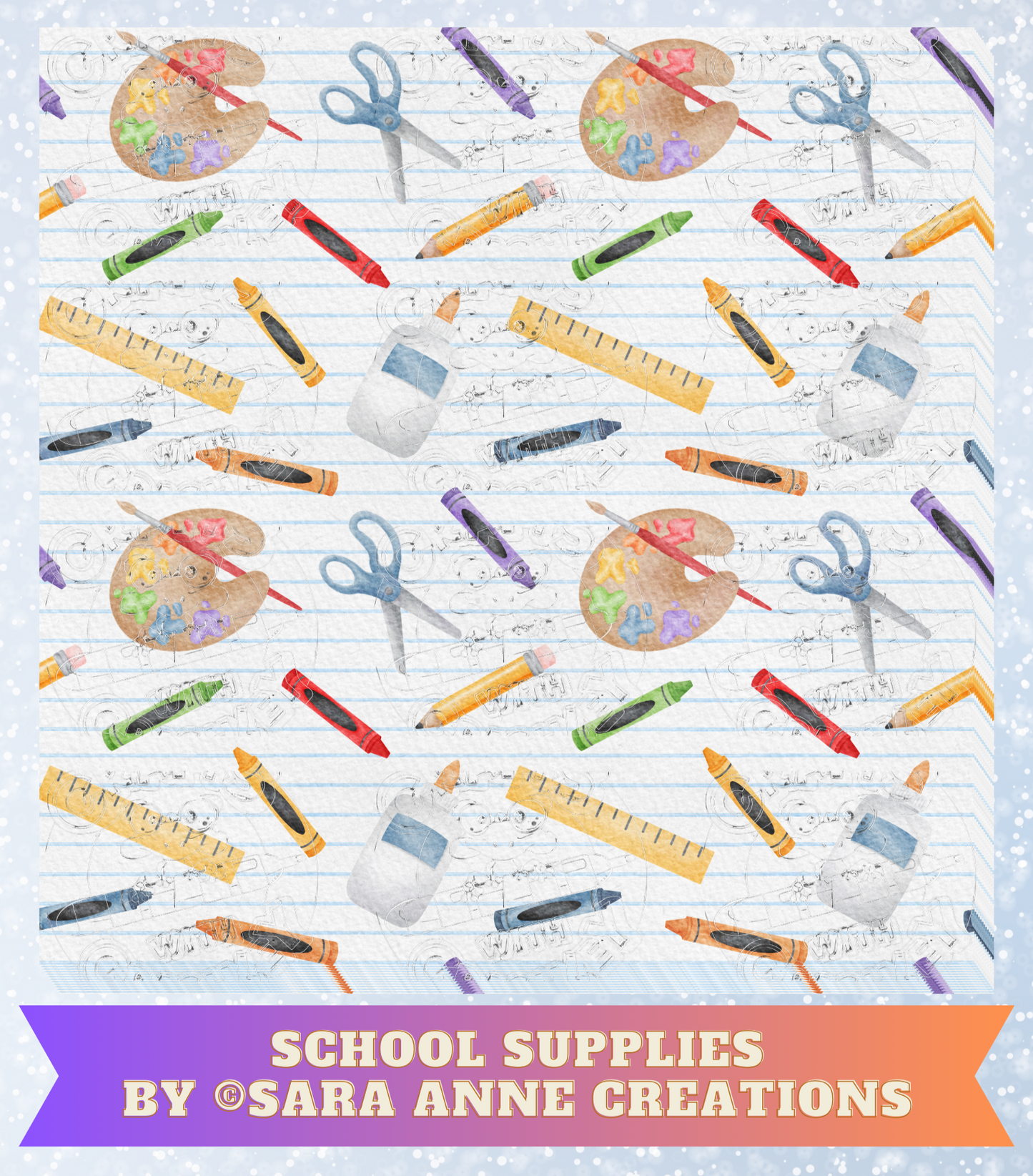 "School Supplies" by ©Sara Anne Creations Premium Decorative Release Papers for Diamond Painting