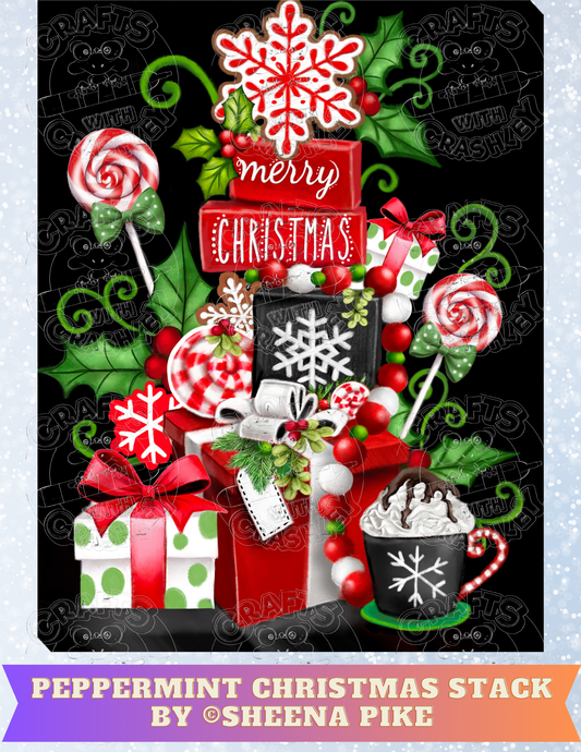 "Peppermint Christmas Stack" by ©Sheena Pike Premium Decorative Release Papers for Diamond Painting