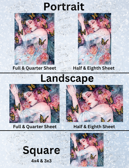 "Sleeps with Butterflies" By ©Margaret Morales Decorative Diamond Painting Release Papers