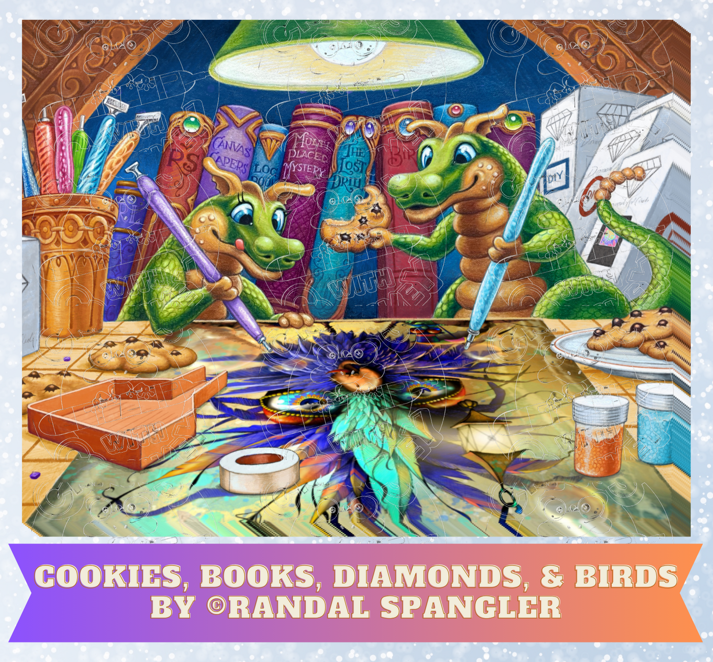 "Cookies, Books, Diamonds, & Birds" by ©Randal Spangler Premium Decorative Release Papers for Diamond Painting