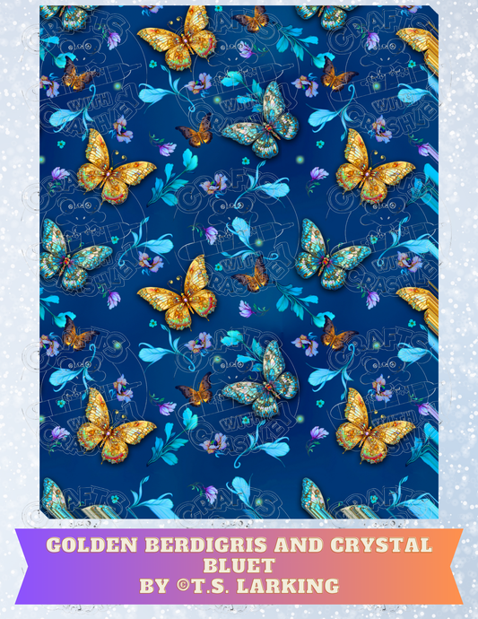 "Golden Verdigris AND Crystal Bluet" by ©T.S. Larking Premium Decorative Release Papers for Diamond Painting