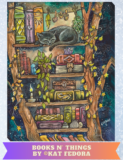 "Books N' Things" by ©Kat Fedora Premium Decorative Release Papers for Diamond Painting