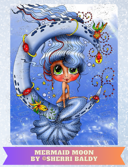 "Mermaid Moon" by ©Sherri Baldy Premium Decorative Release Papers for Diamond Painting