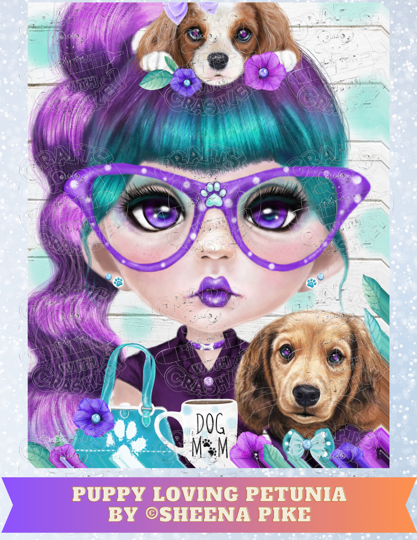 "Puppy Loving Petunia" by ©Sheena Pike Premium Decorative Release Papers for Diamond Painting