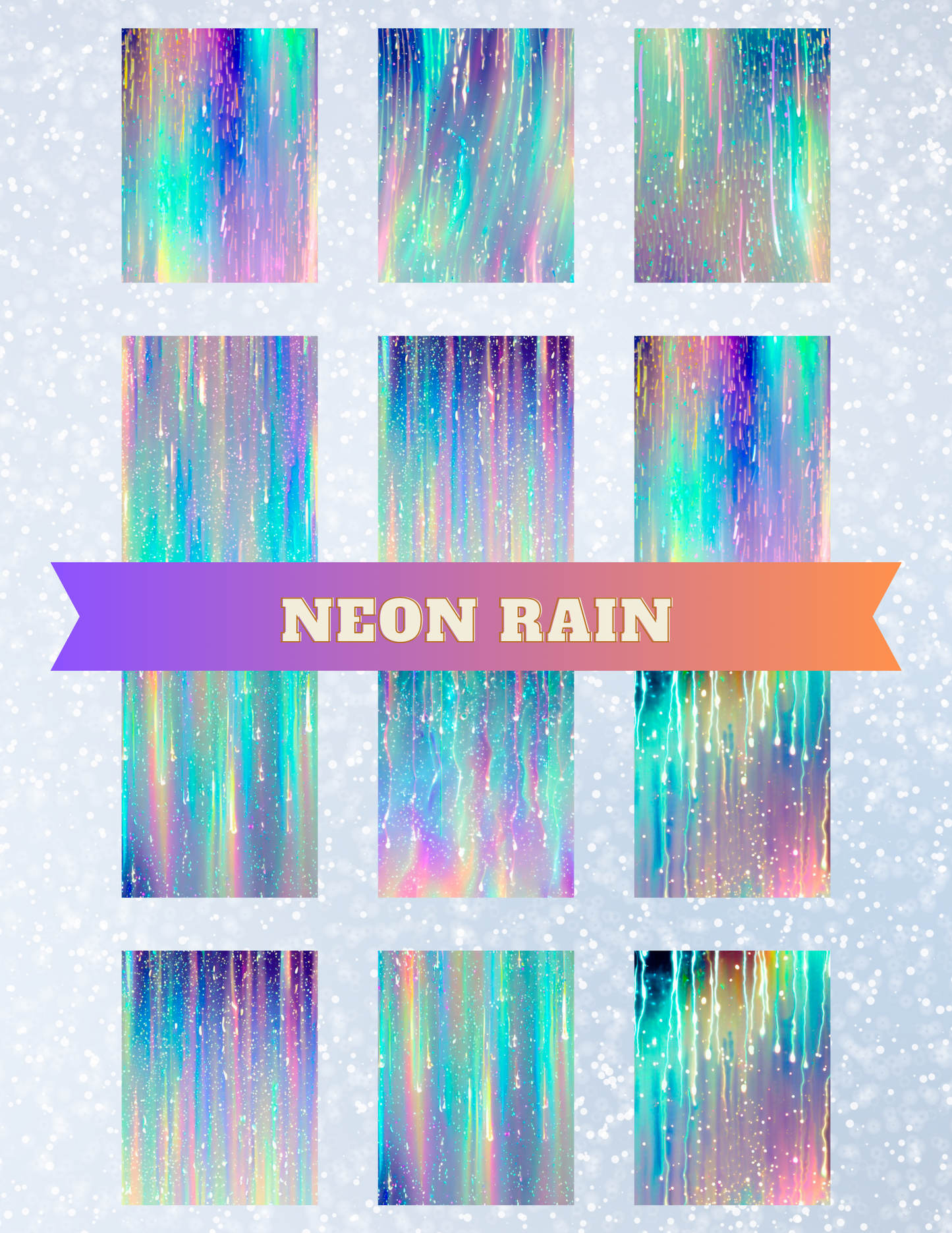 "Neon Rain" Decorative Diamond Painting Release Papers