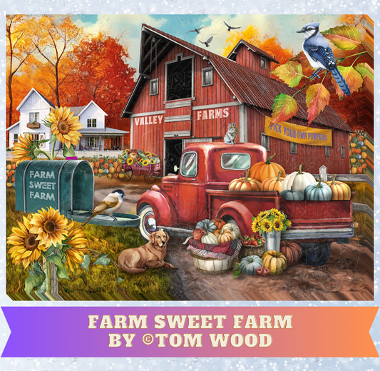 "Farm Sweet Farm" by ©Tom Wood Premium Decorative Release Papers for Diamond Painting