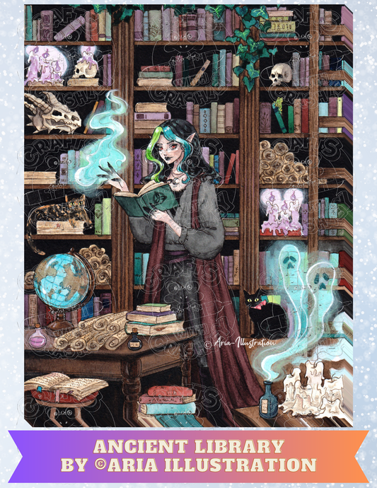 "Ancient Library" by ©Aria Illustration Premium Decorative Release Papers for Diamond Painting