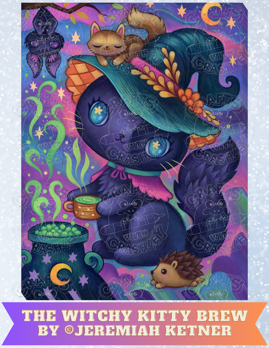 "The Witchy Kitty Brew" by ©Jeremiah Ketner Premium Decorative Release Papers for Diamond Painting