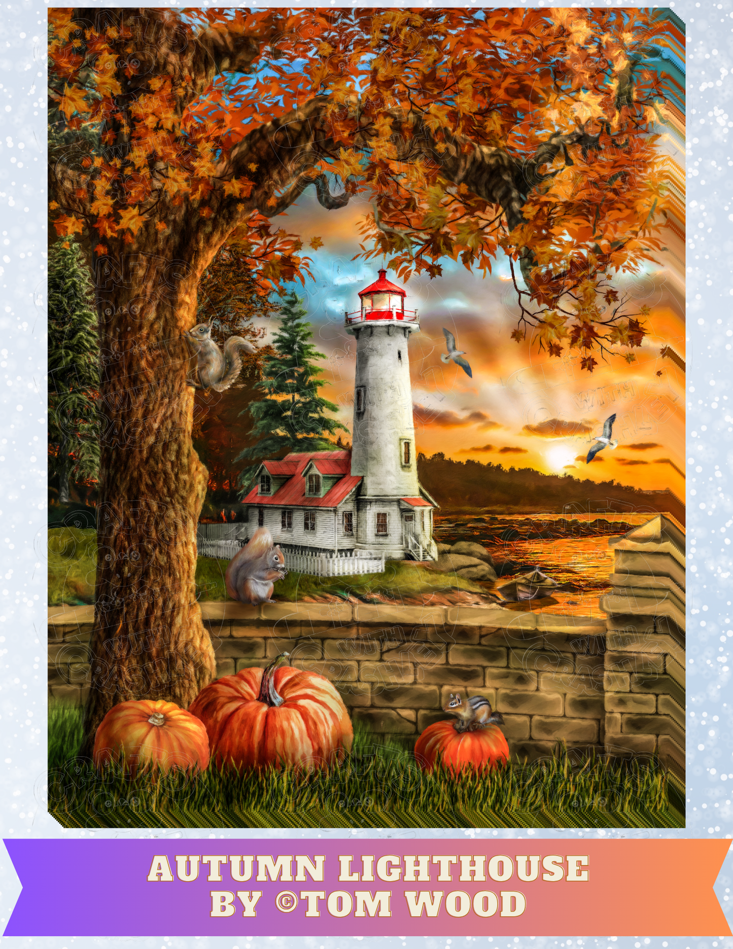 "Autumn Lighthouse" by ©Tom Wood Premium Decorative Release Papers for Diamond Painting