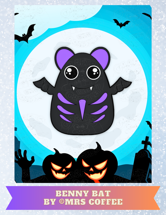 "Benny Bat" by ©Mrs Coffee Premium Decorative Release Papers for Diamond Painting