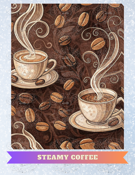 "Steamy Coffee" Premium Decorative Release Papers for Diamond Painting