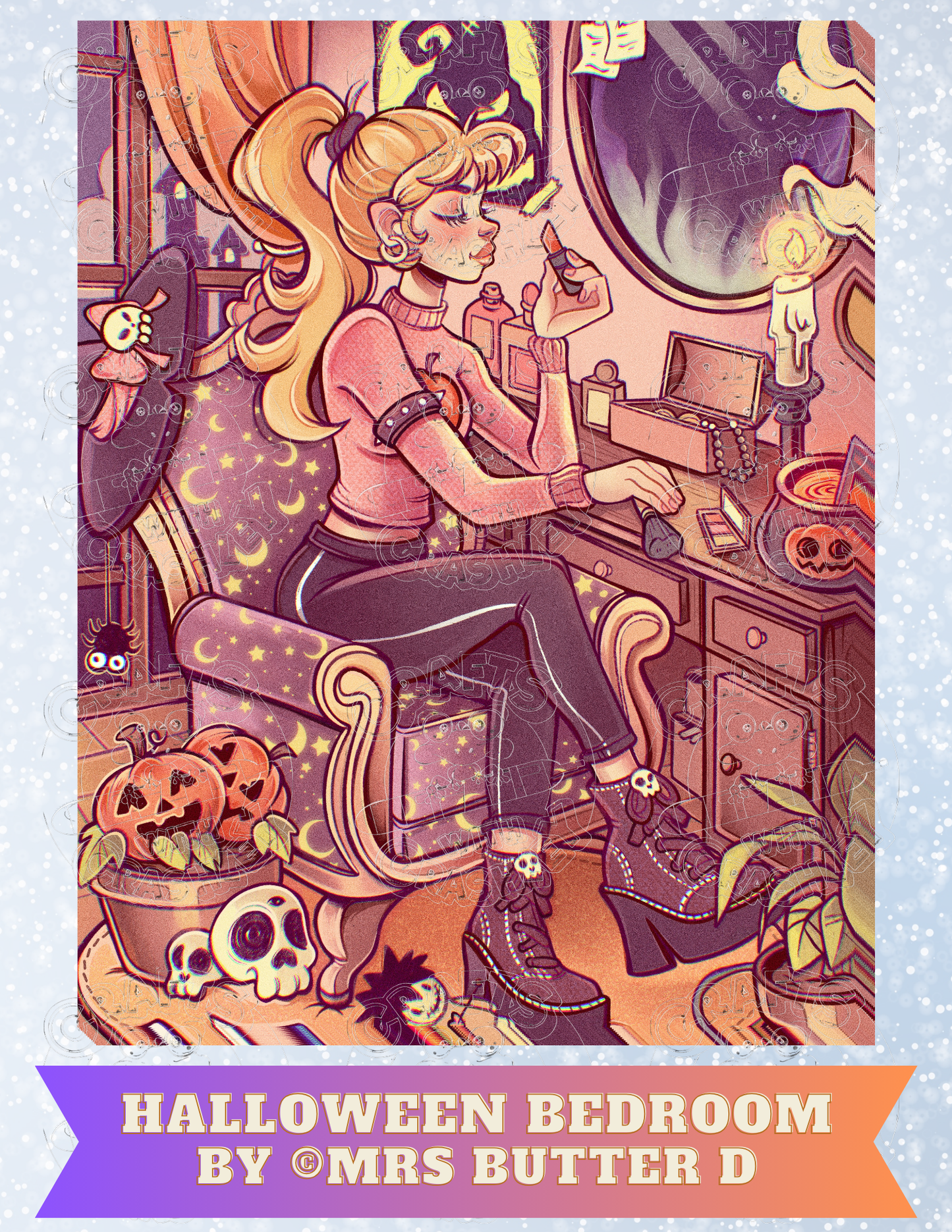 "Halloween Bedroom" by ©Mrs Butter D Premium Decorative Release Papers for Diamond Painting